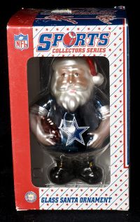 Topperscot NFL Dallas Cowboys Glass Santa Christmas Ornament NEW